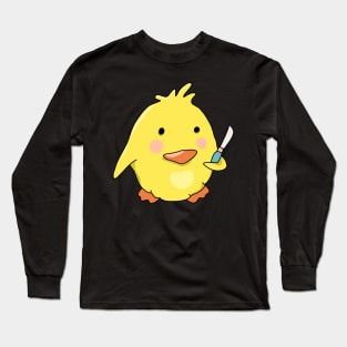 Bad Chick With Knife Duck Meme Long Sleeve T-Shirt